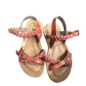 Red Braided Leather Sandals Toddler Girl Size 9